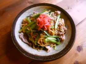 小松菜の上海風焼きそば♪