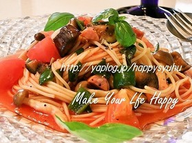 トマト・ピーマン・なす☆冷製パスタ