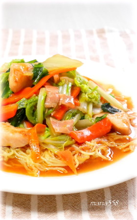 ★白菜と鶏むね肉のあんかけ焼きそば★