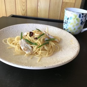 ゆで鶏肉のペペロンチーノ♪