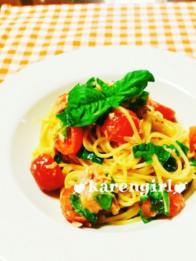 ♡トマト&フレッシュバジルの冷製パスタ♡