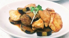 鶏むね肉となすのバターしょうゆ炒め