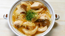 ランチに♪もやしときのこ鶏ささみのスープ