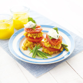 コーンフリッター 温野菜添え