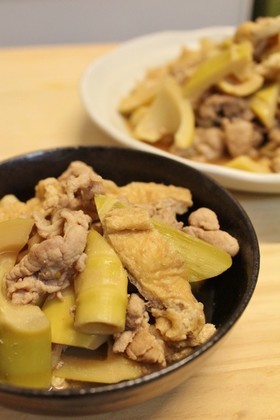 夕食弁当♪絶品♪豚肉と淡竹と油揚げの煮物