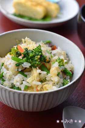 蒸し器不要♪電子レンジで菜の花のおこわ