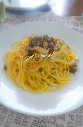 しめじと塩昆布のペペロンチーノ♪