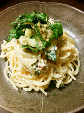 明太子と豆腐のクリーミー冷製パスタ