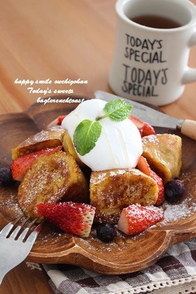 カフェ風＊ベーグルフレンチトースト♡