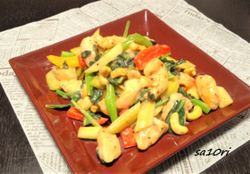 ささみとカシューナッツのオイマヨ炒め