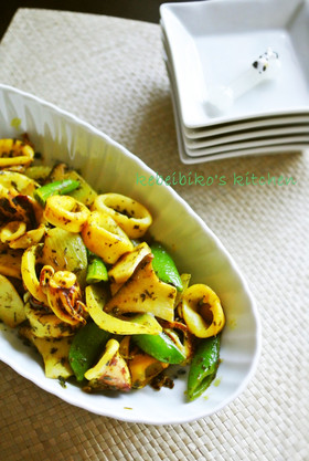 いかと茸のハーブ炒め