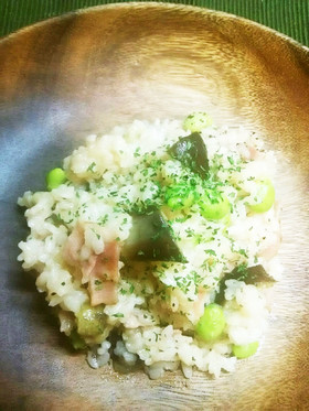 簡単！生米DE枝豆とナスのリゾット♪