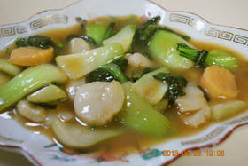 簡単♪青梗菜と帆立のオイスターソース炒め