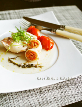 小ヤリイカのお豆詰めプロバンス風