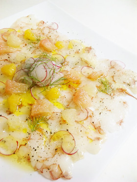 柑橘香る～❀　エビのカルパッチョ