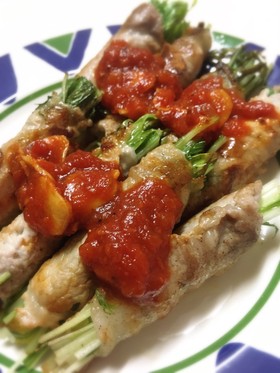 水菜 ポーク巻き 簡単