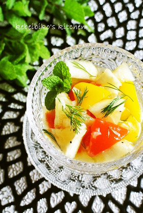 日向夏とパプリカのマリネサラダ
