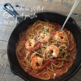 スキレットアラビアータ☆ワンポットパスタ
