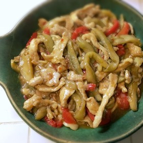 なすと豚肉のとろみ炒め