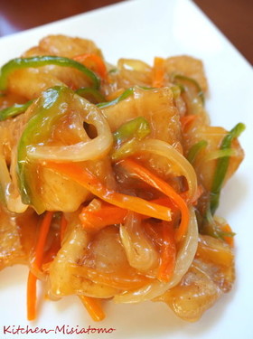 ポン酢で簡単♪揚げ鱈の甘酢炒め