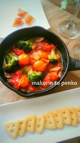 簡単＊トマトとブロッコリーのアヒージョ