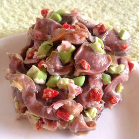 砂肝と枝豆のガーリック炒め