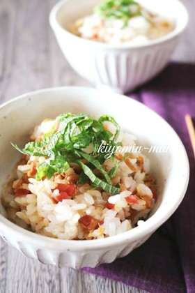 カリカリ梅とツナの和風混ぜご飯。